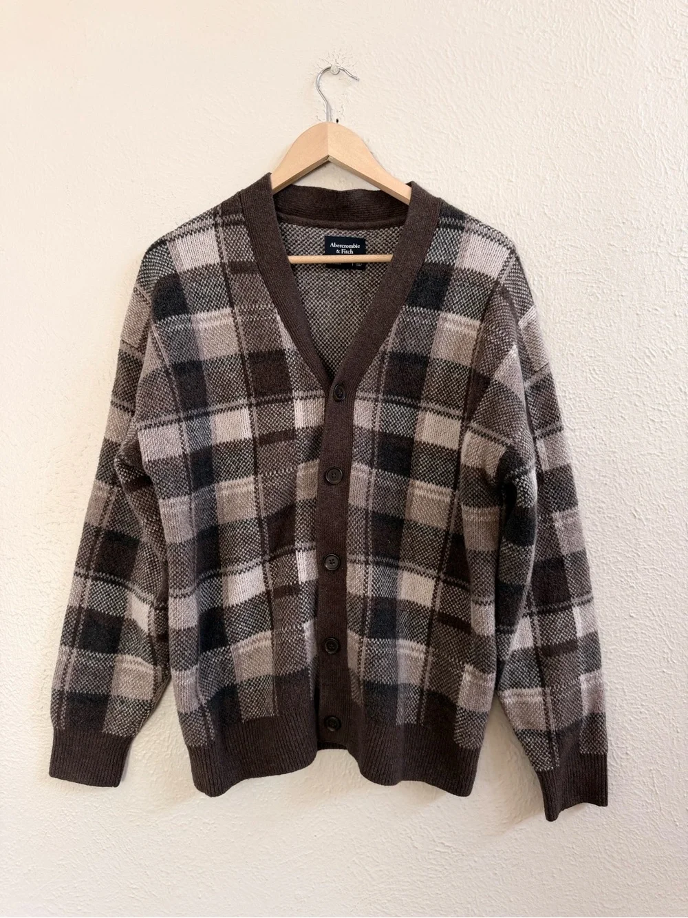 Abercrombie oversized brown plaid cardigan